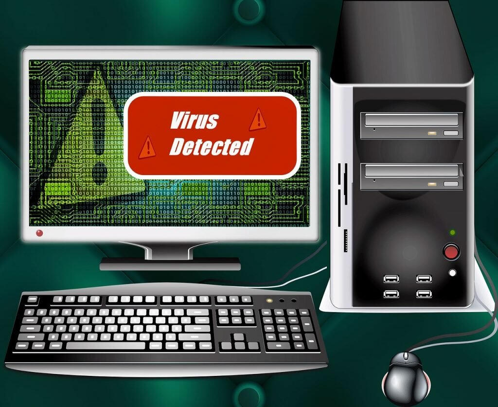 Virus Removal Picture of a computer that is showing that it has a virus